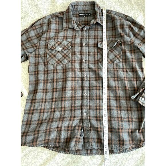 Molokai Surf Co. Brown Gray Plaid Flannel Shirt Men’s XL - Picture 4 of 6
